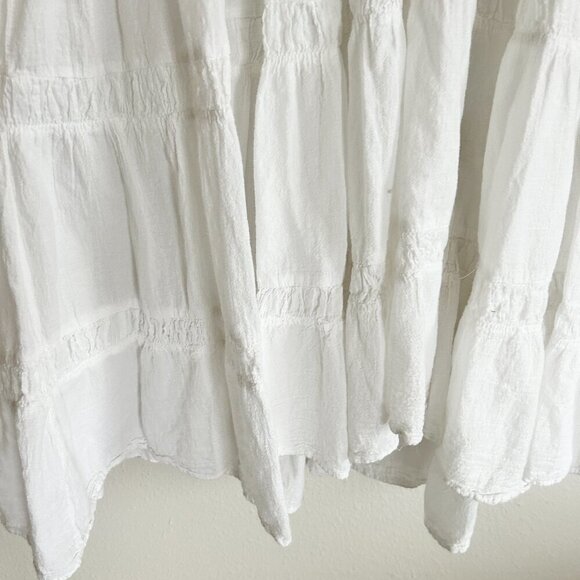 Devotion Twins Dress White Gauze Ruffle Midi V-Neck 3/4 Sleeve Peasant - Picture 4 of 8